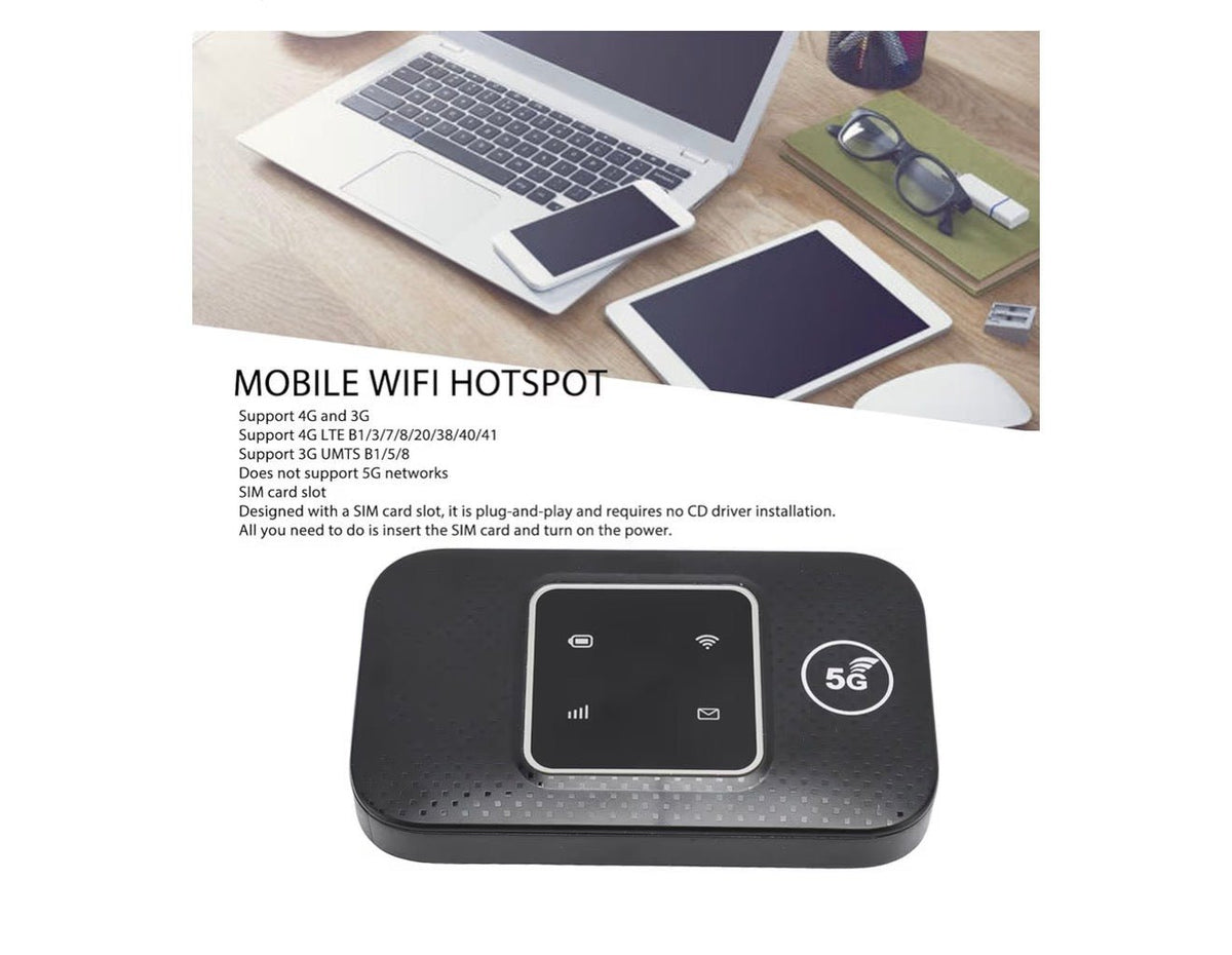 Goshyda 4G LTE Mobile WiFi Hotspot, Portable 4G Router with SIM Card Slot, Travel Hotspot Mini Router Support 10 Users, 150Mbps High Speed 4G LTE USB WiFi Modem