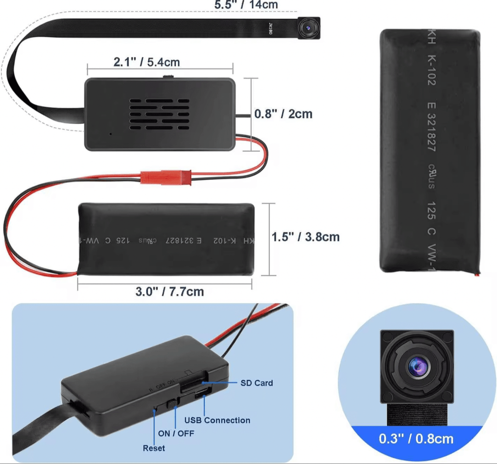 كاميرا مراقبة لاسلكية محمولة بدقة 4K بكسل مع زاوية واسعة 140 درجة، وحدة كاميرا DIY للمراقبة المنزلية